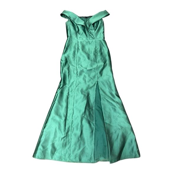 Alfred Sung D760 Hunter Green Off-Shoulder Trumpet Gown w/ Front Slit 8R - Picture 10 of 16